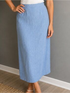 Lana Lee Vintage Light Blue Textured Midi Skirt Size L